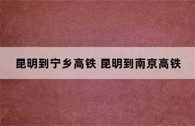 昆明到宁乡高铁 昆明到南京高铁